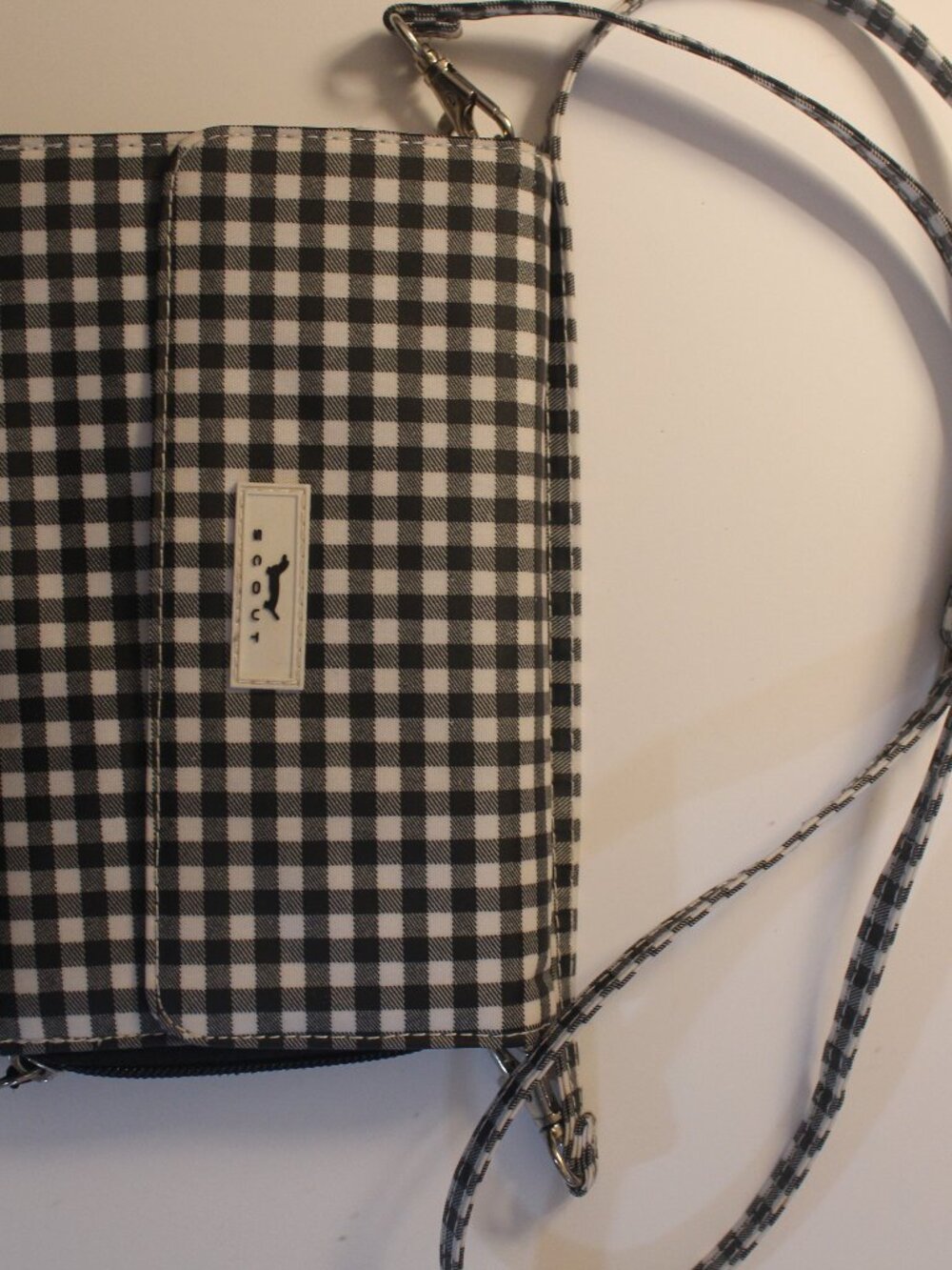 SCOUT Black White Gingham Flap Crossbody Wallet Bag